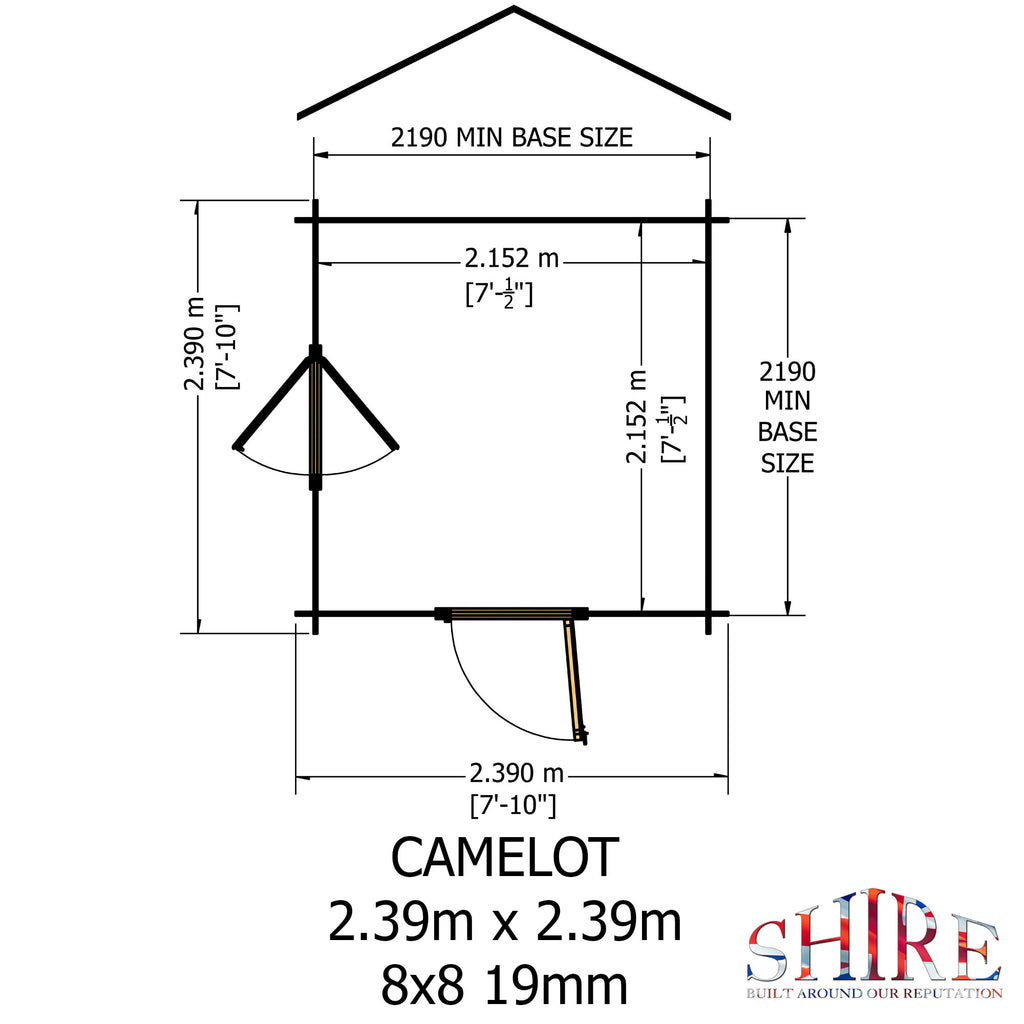 Shire Camelot 19mm Log Cabin 8x8