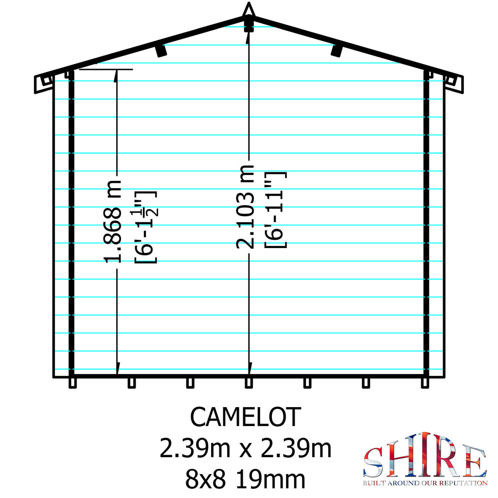 Shire Camelot 19mm Log Cabin 8x8