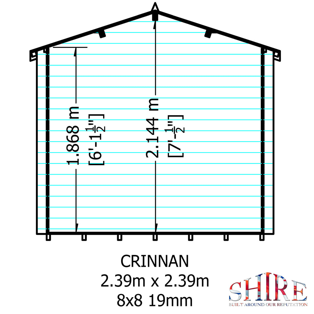Shire Crinan 19mm Log Cabin 8x8