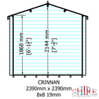 Shire Crinan 19mm Log Cabin 8x8