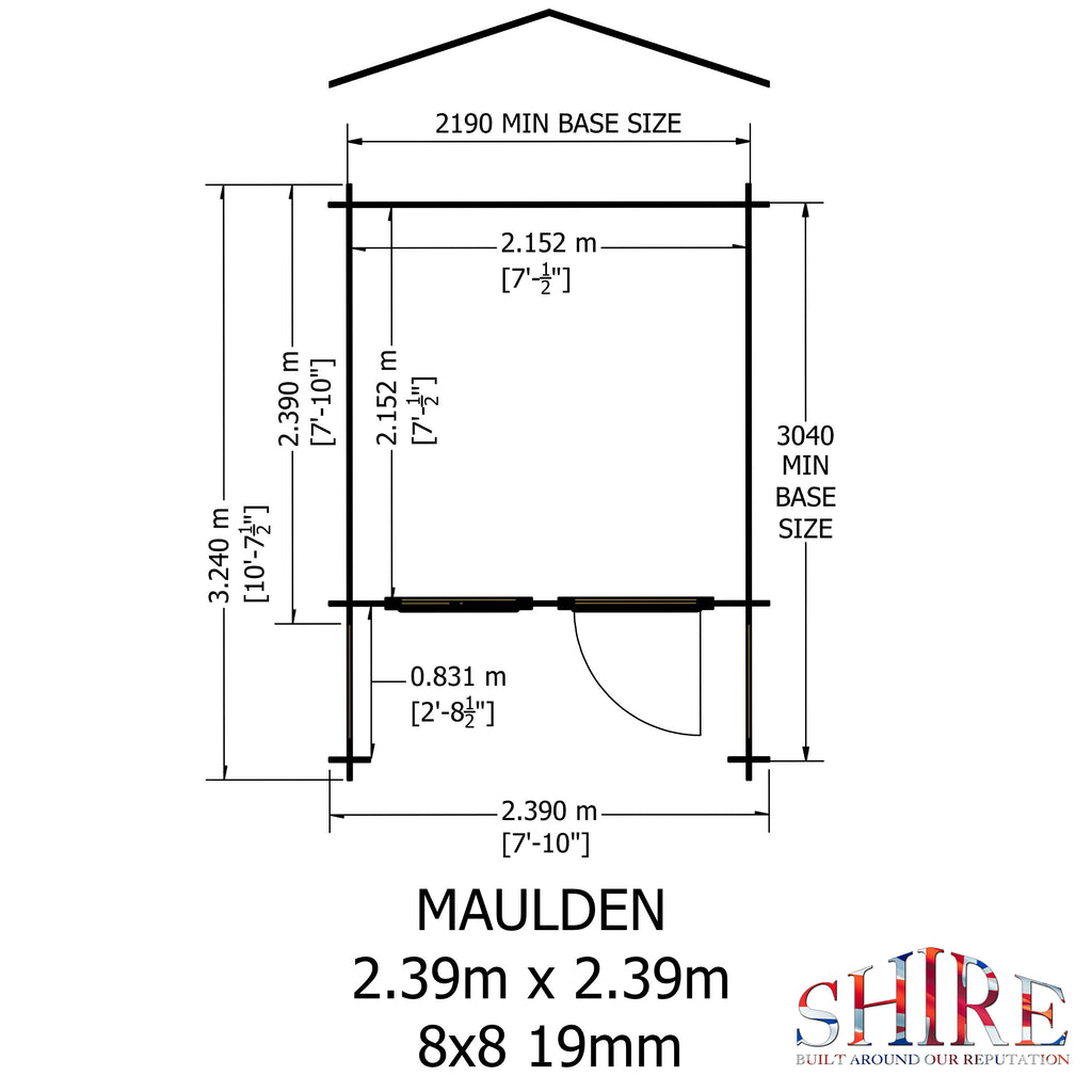 Shire Maulden 19mm Log Cabin With Veranda 8x8