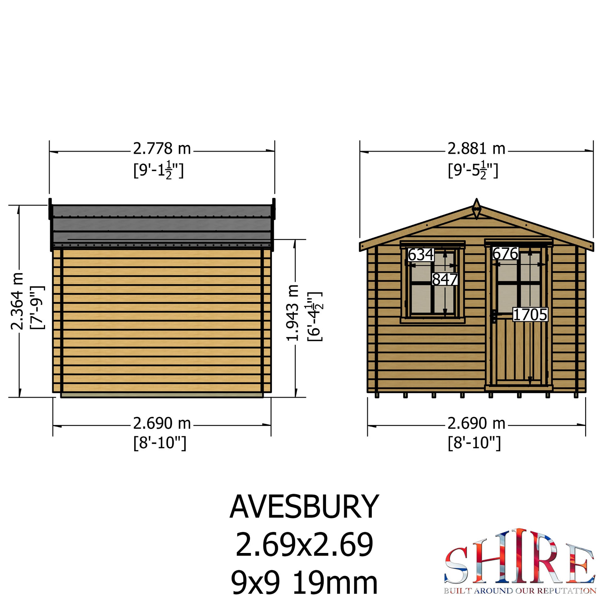 Shire Avesbury 19mm Log Cabin 9x9