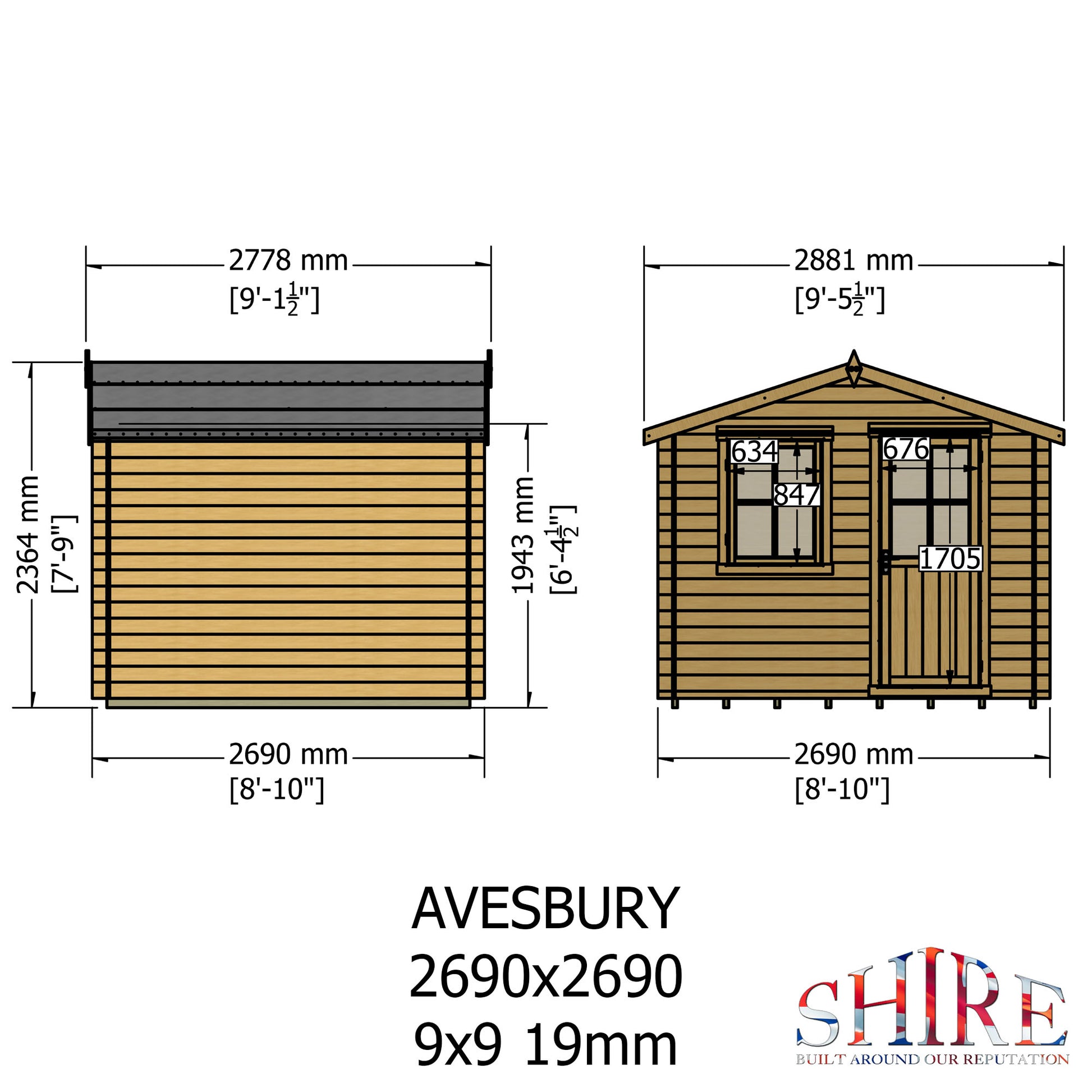 Shire Avesbury 19mm Log Cabin 9x9