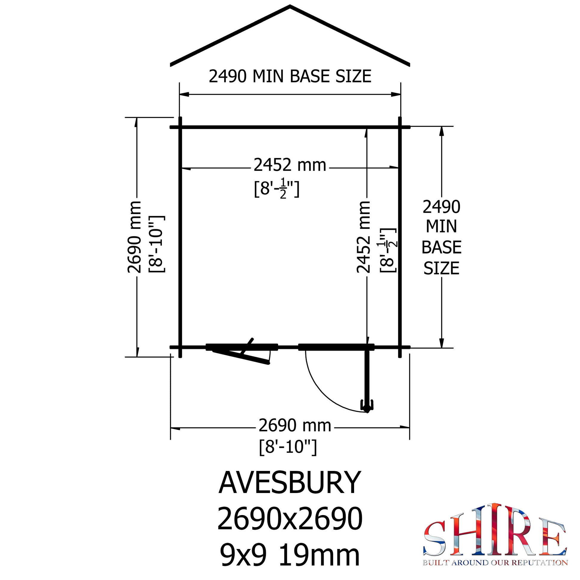Shire Avesbury 19mm Log Cabin 9x9
