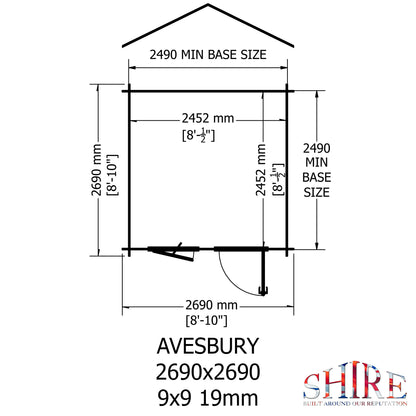 Shire Avesbury 19mm Log Cabin 9x9