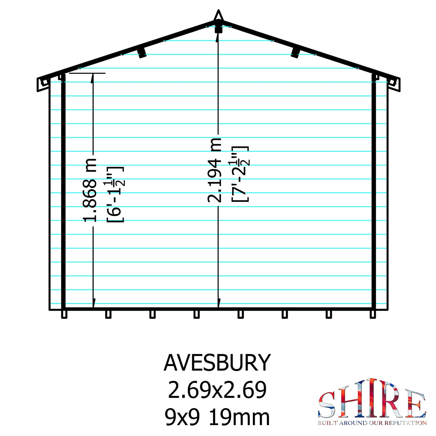 Shire Avesbury 19mm Log Cabin 9x9