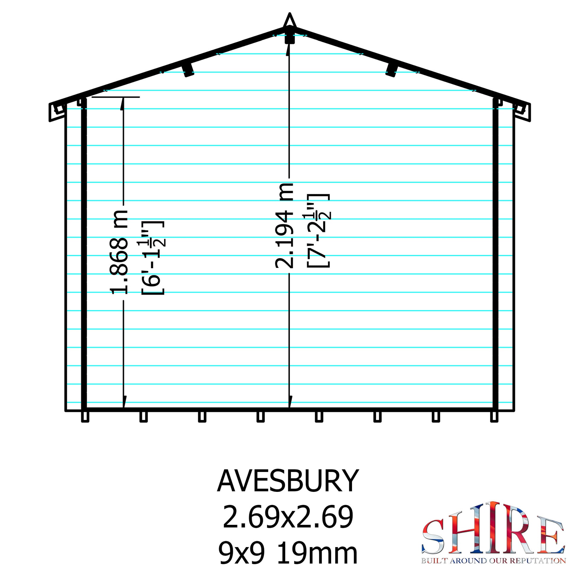 Shire Avesbury 19mm Log Cabin 9x9