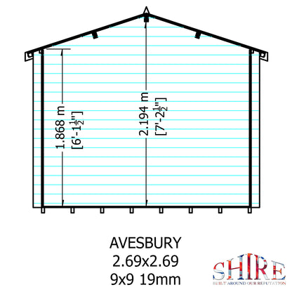 Shire Avesbury 19mm Log Cabin 9x9