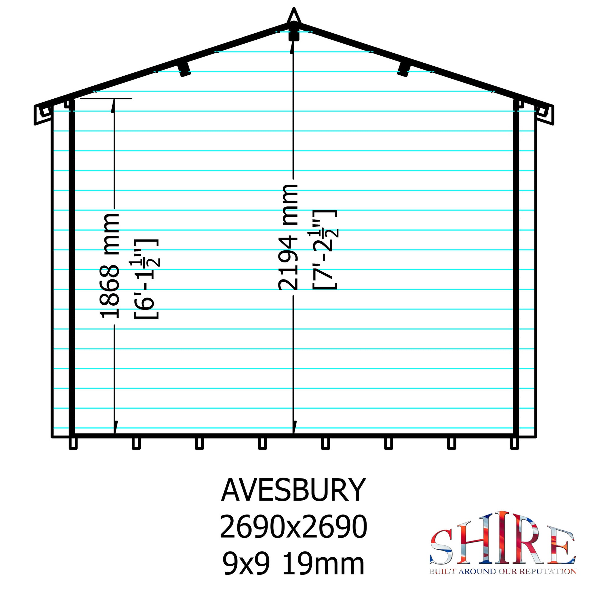 Shire Avesbury 19mm Log Cabin 9x9