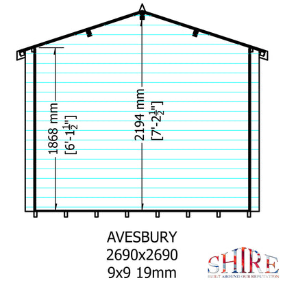 Shire Avesbury 19mm Log Cabin 9x9