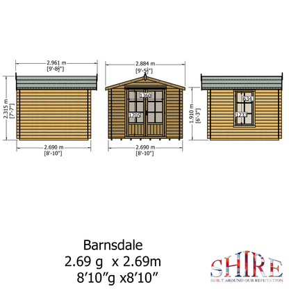 Shire Barnsdale 19mm Log Cabin 9x9