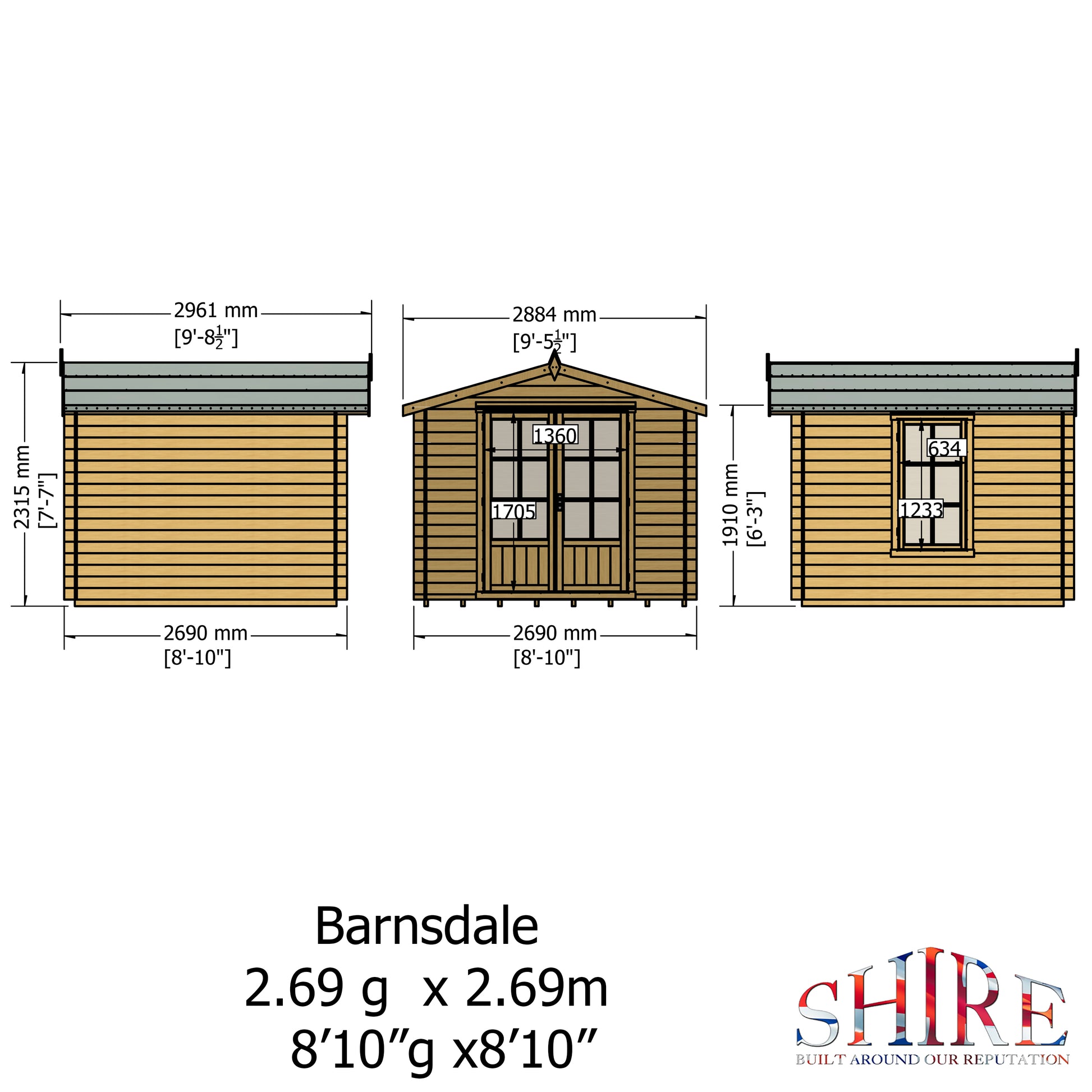 Shire Barnsdale 19mm Log Cabin 9x9