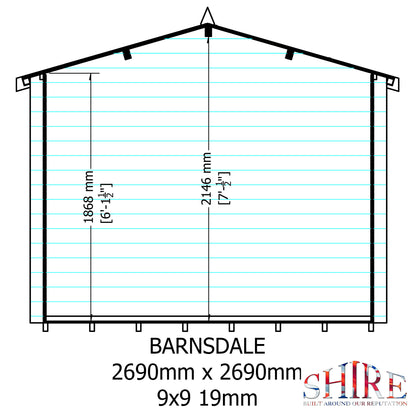 Shire Barnsdale 19mm Log Cabin 9x9