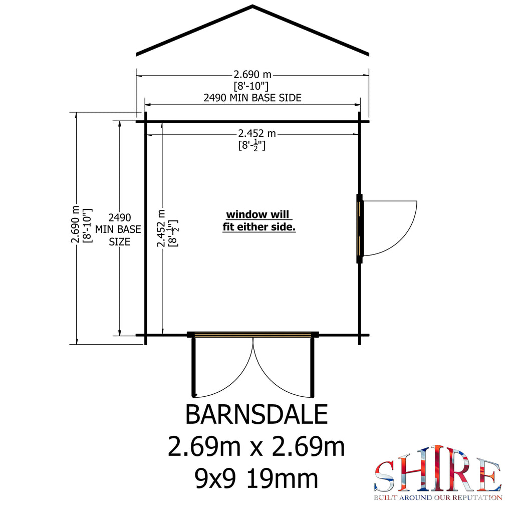 Shire Barnsdale 19mm Log Cabin 9x9