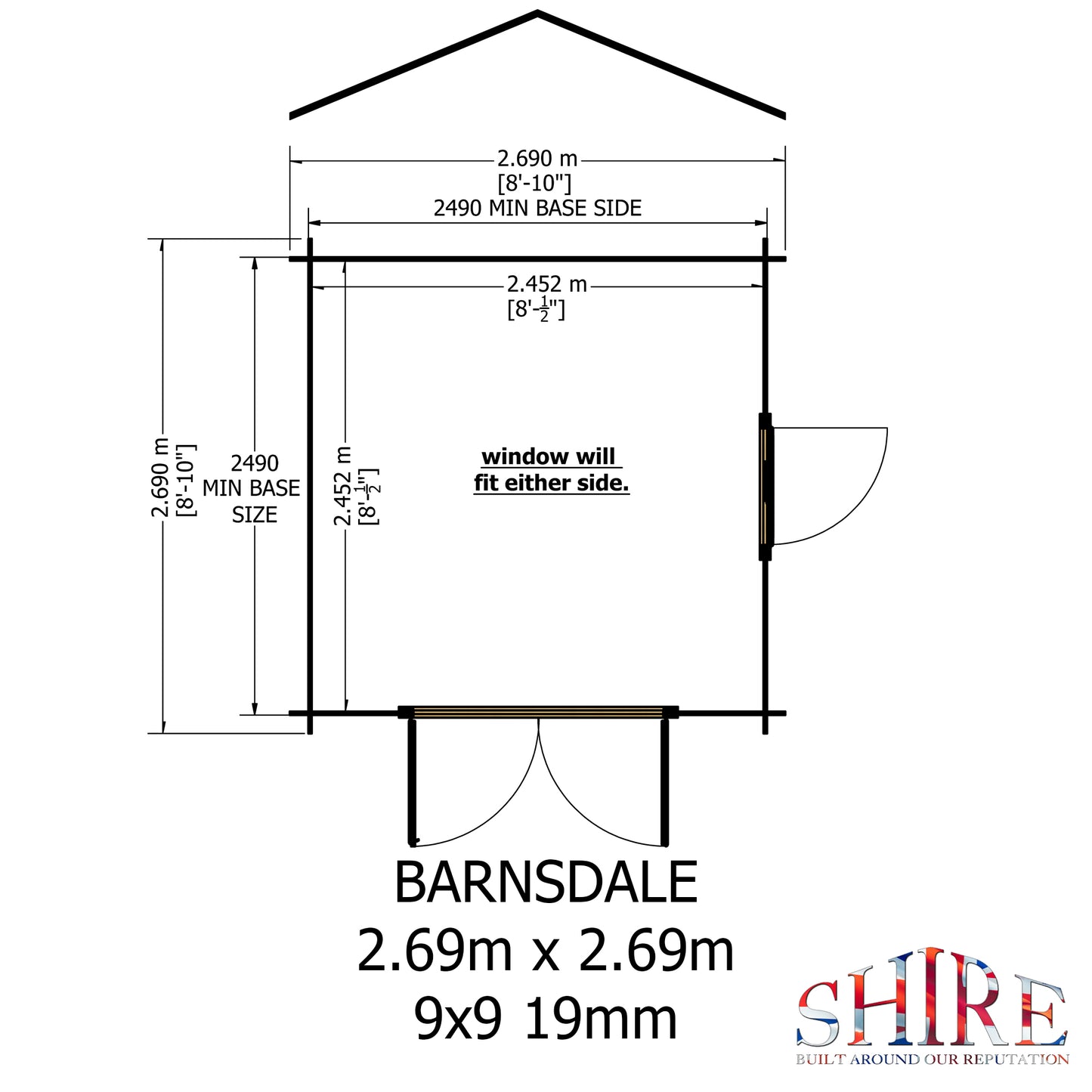 Shire Barnsdale 19mm Log Cabin 9x9