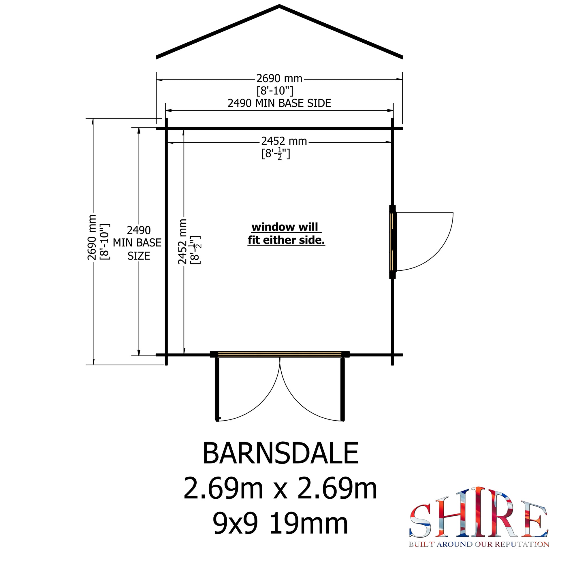 Shire Barnsdale 19mm Log Cabin 9x9