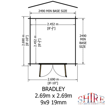 Shire Bradley 19mm Log Cabin 9x9