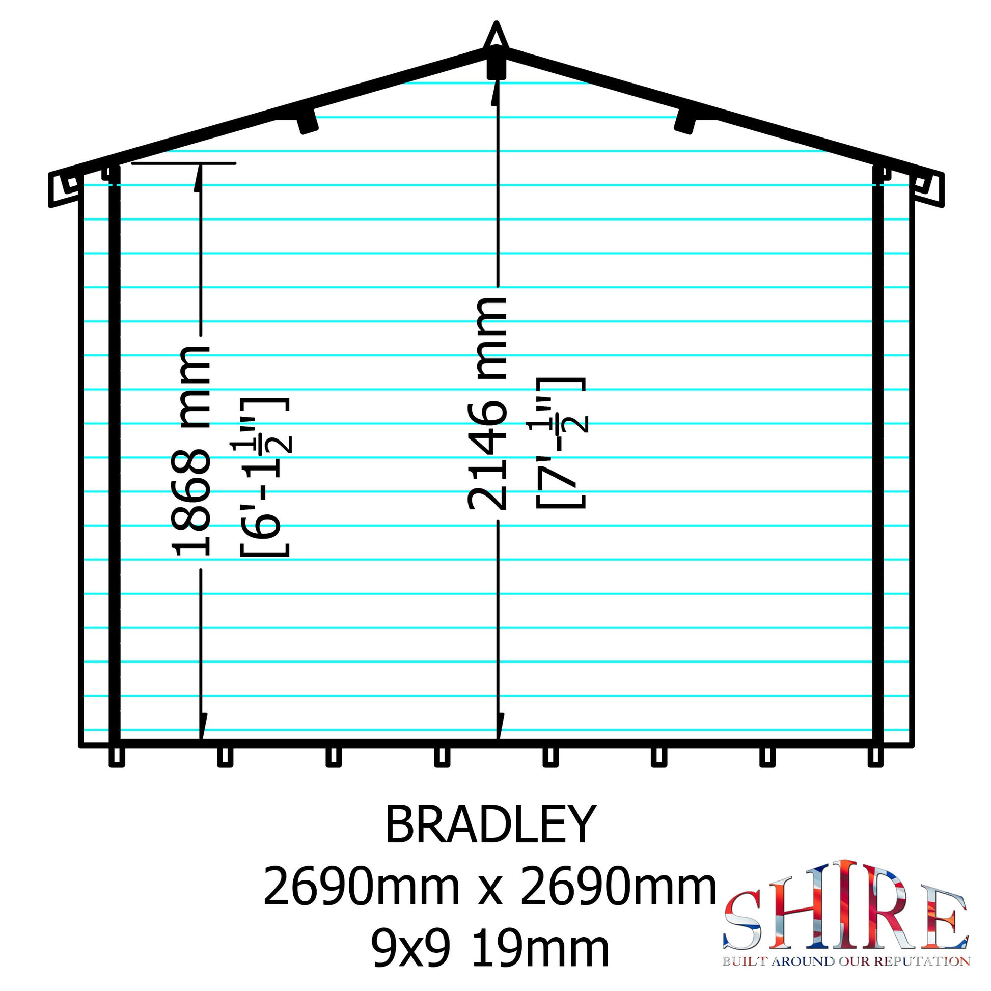 Shire Bradley 19mm Log Cabin 9x9