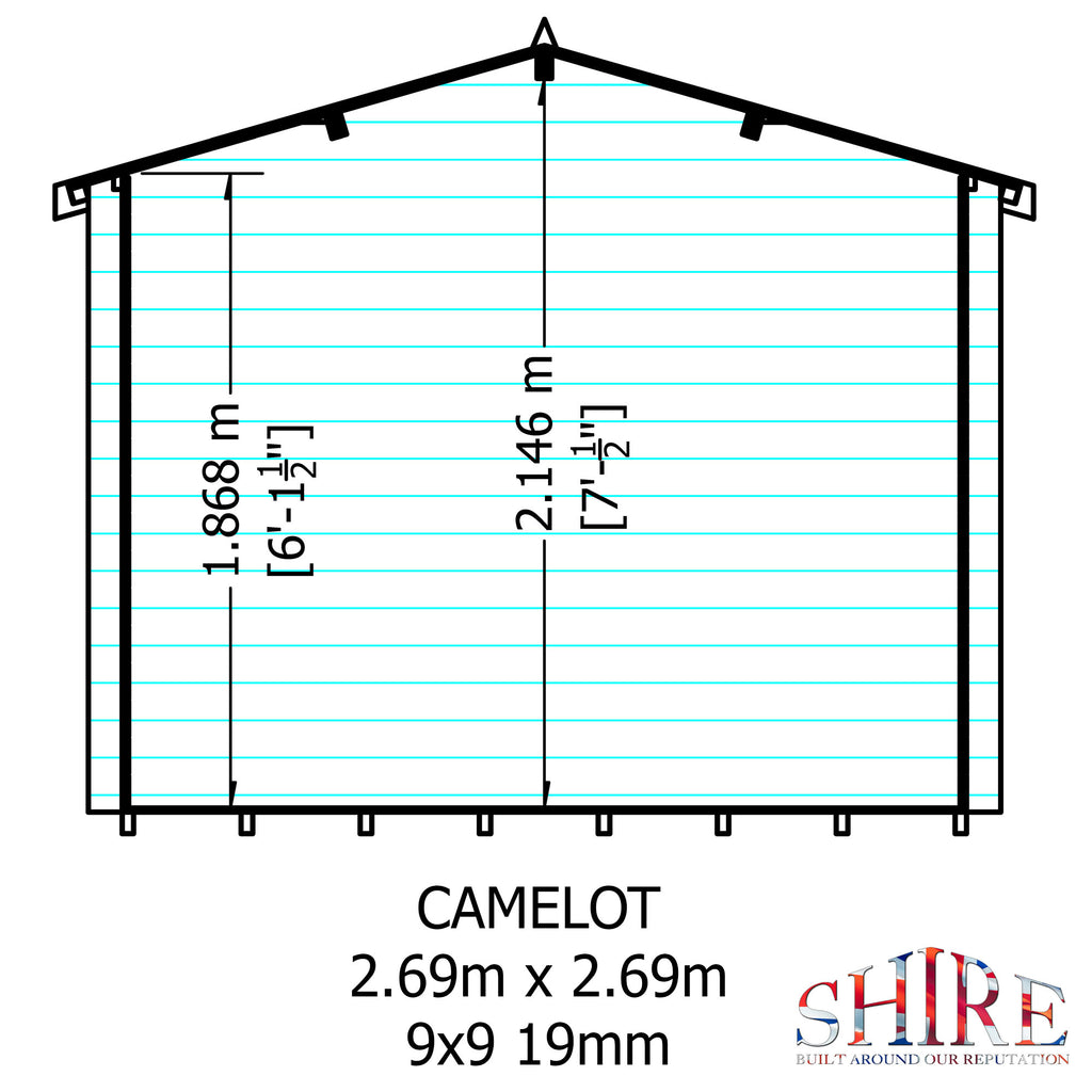 Shire Camelot 19mm Log Cabin 9x9