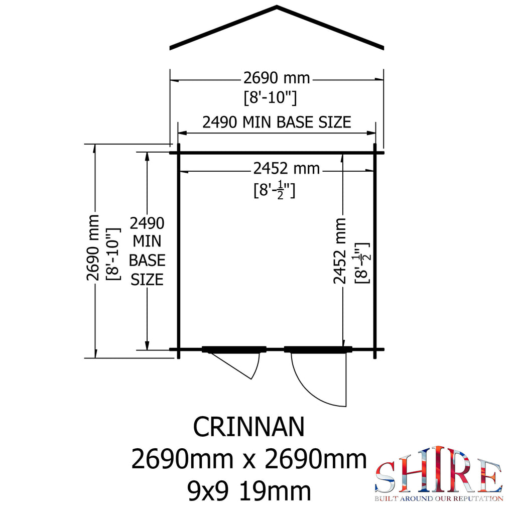 Shire Crinan 19mm Log Cabin 9x9