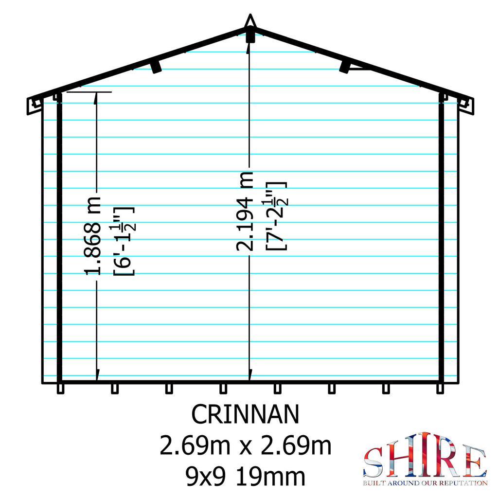 Shire Crinan 19mm Log Cabin 9x9