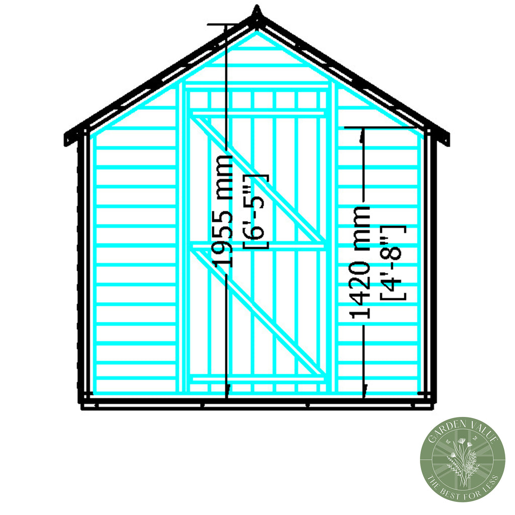 Shire Apex Dip Treated Overlap Garden Shed 8x6