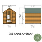 Shire Apex Dip Treated Overlap Garden Shed 7x5