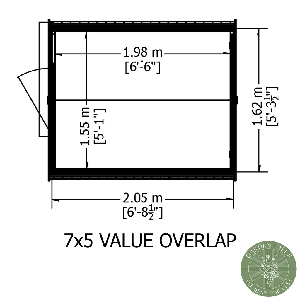 Shire Apex Dip Treated Overlap Garden Shed 7x5