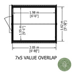 Shire Apex Dip Treated Overlap Garden Shed 7x5