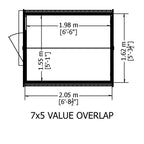 Shire Apex Pressure Treated Overlap Value Garden Shed 7x5
