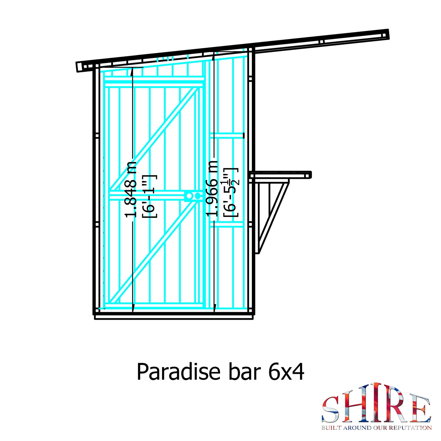 Shire Paradise Garden Bar and Store 6x4 Pent Roof