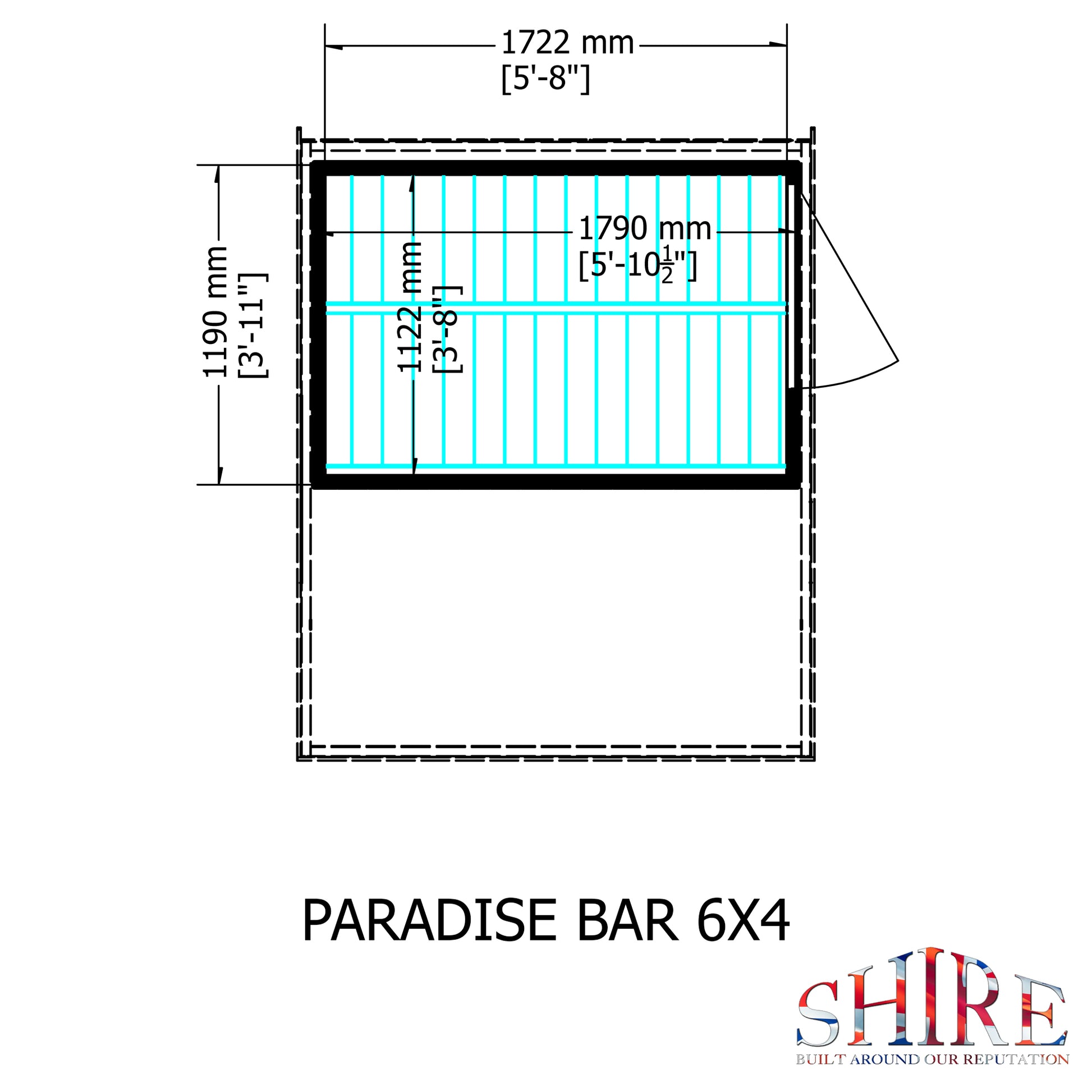 Shire Paradise Garden Bar and Store 6x4 Pent Roof