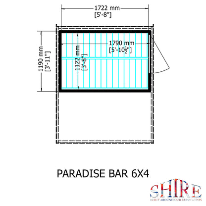 Shire Paradise Garden Bar and Store 6x4 Pent Roof