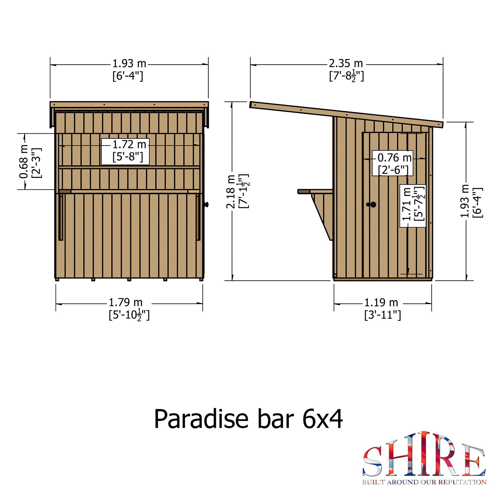 Shire Paradise Garden Bar and Store 6x4 Pent Roof
