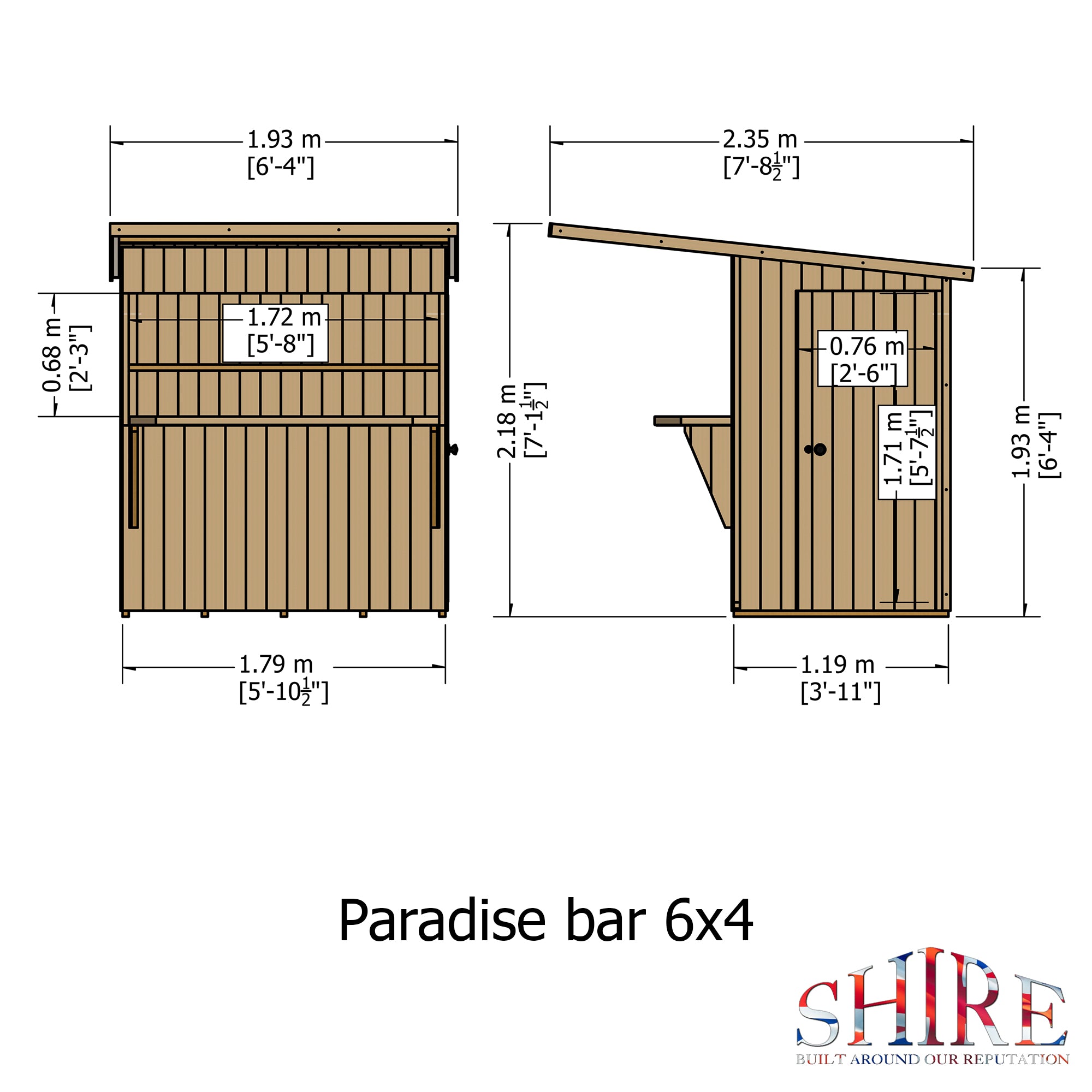 Shire Paradise Garden Bar and Store 6x4 Pent Roof