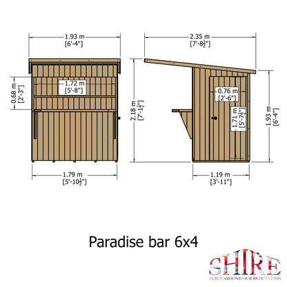 Shire Paradise Garden Bar and Store 6x4 Pent Roof