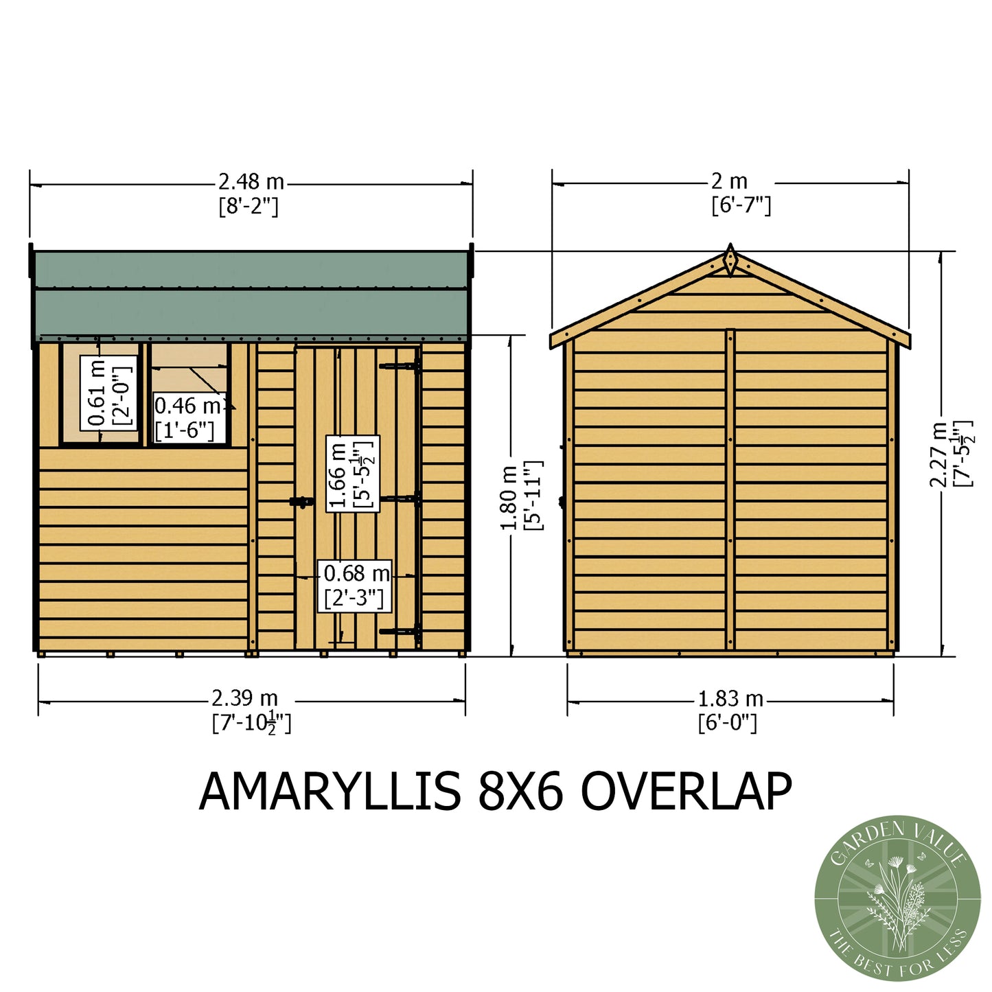 Shire Reverse Apex Dip Treated Amaryllis Overlap Garden Shed 8x6