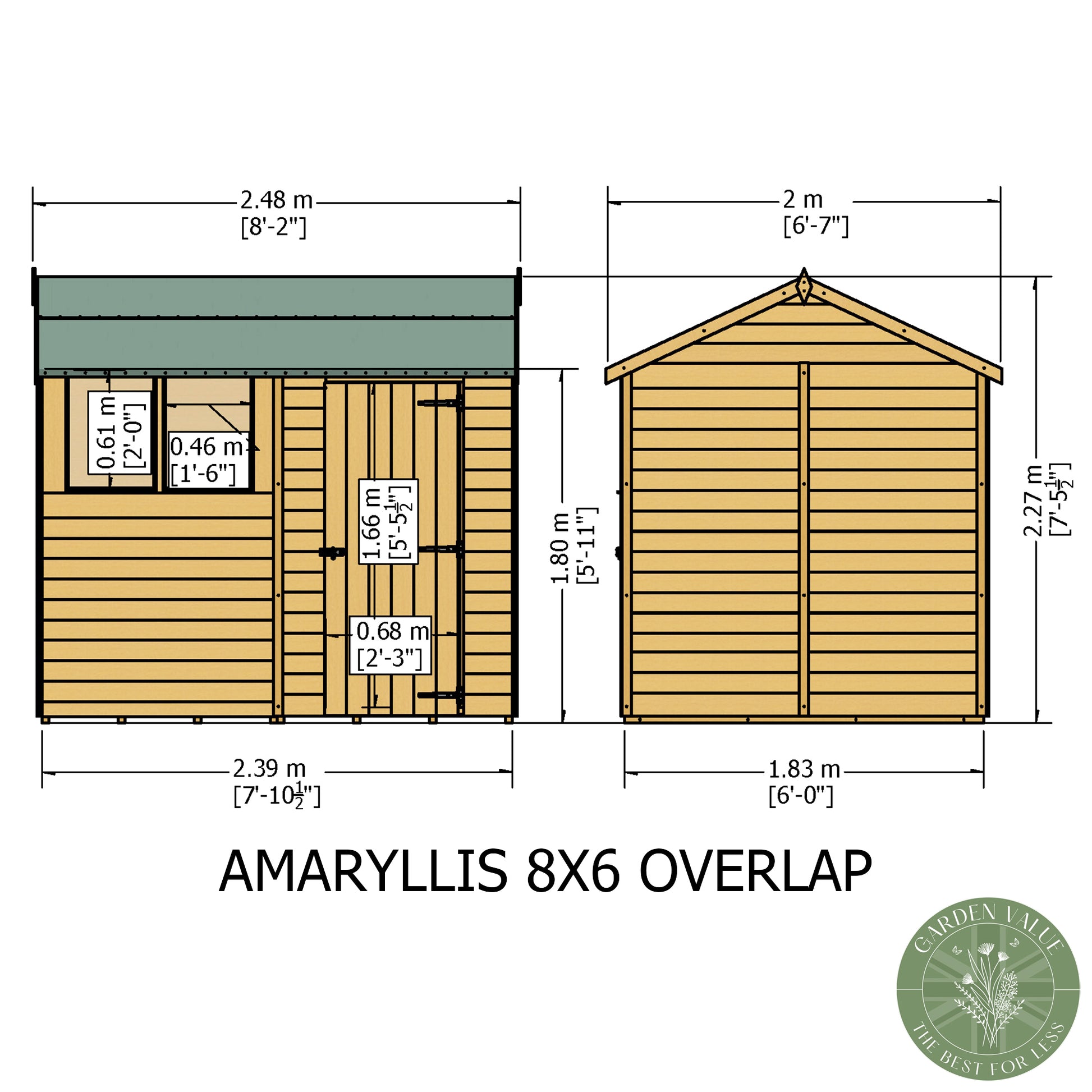 Shire Reverse Apex Dip Treated Amaryllis Overlap Garden Shed 8x6