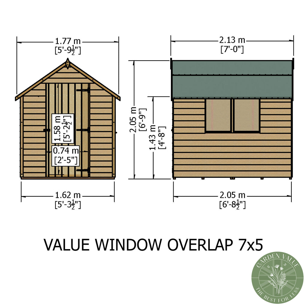 Shire Apex Dip Treated Overlap Garden Shed 7x5
