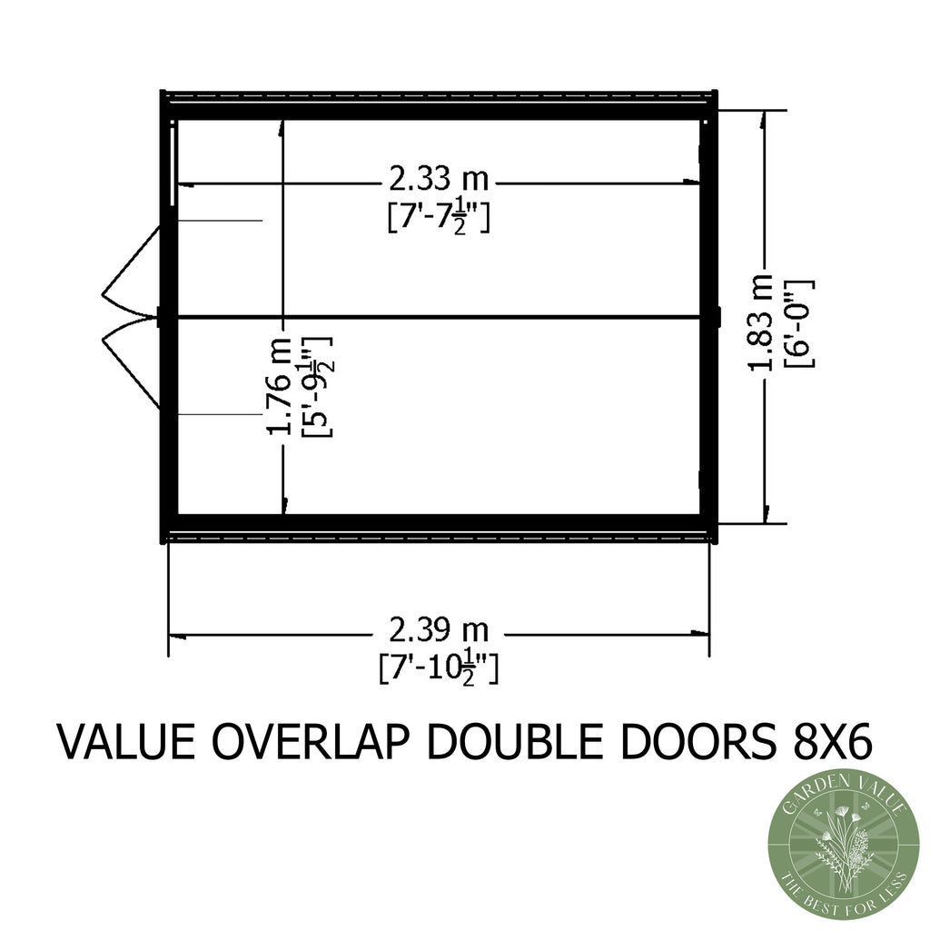 Shire Apex Dip Treated Overlap Garden Shed 8x6