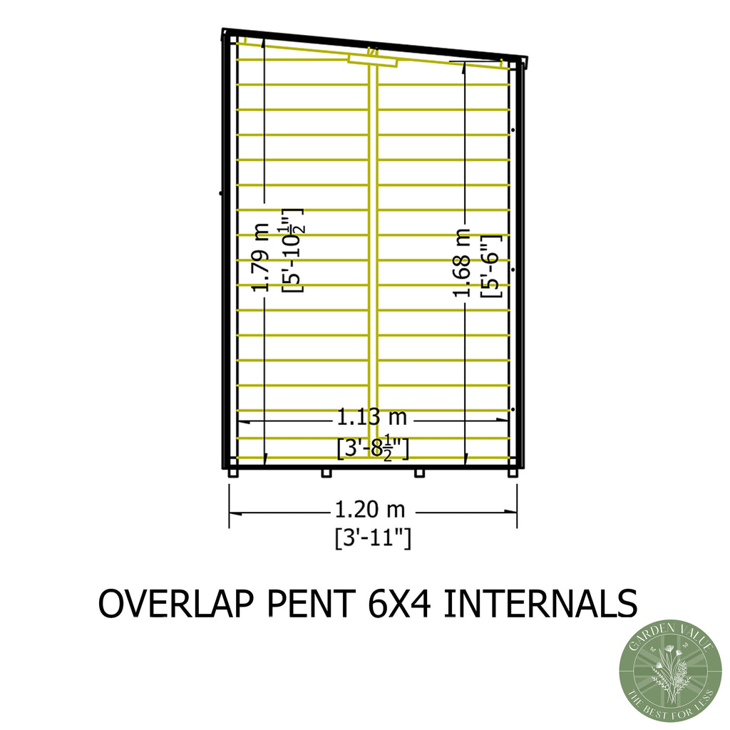 Shire Pent Dip Treated Overlap Value Garden Shed 6x4