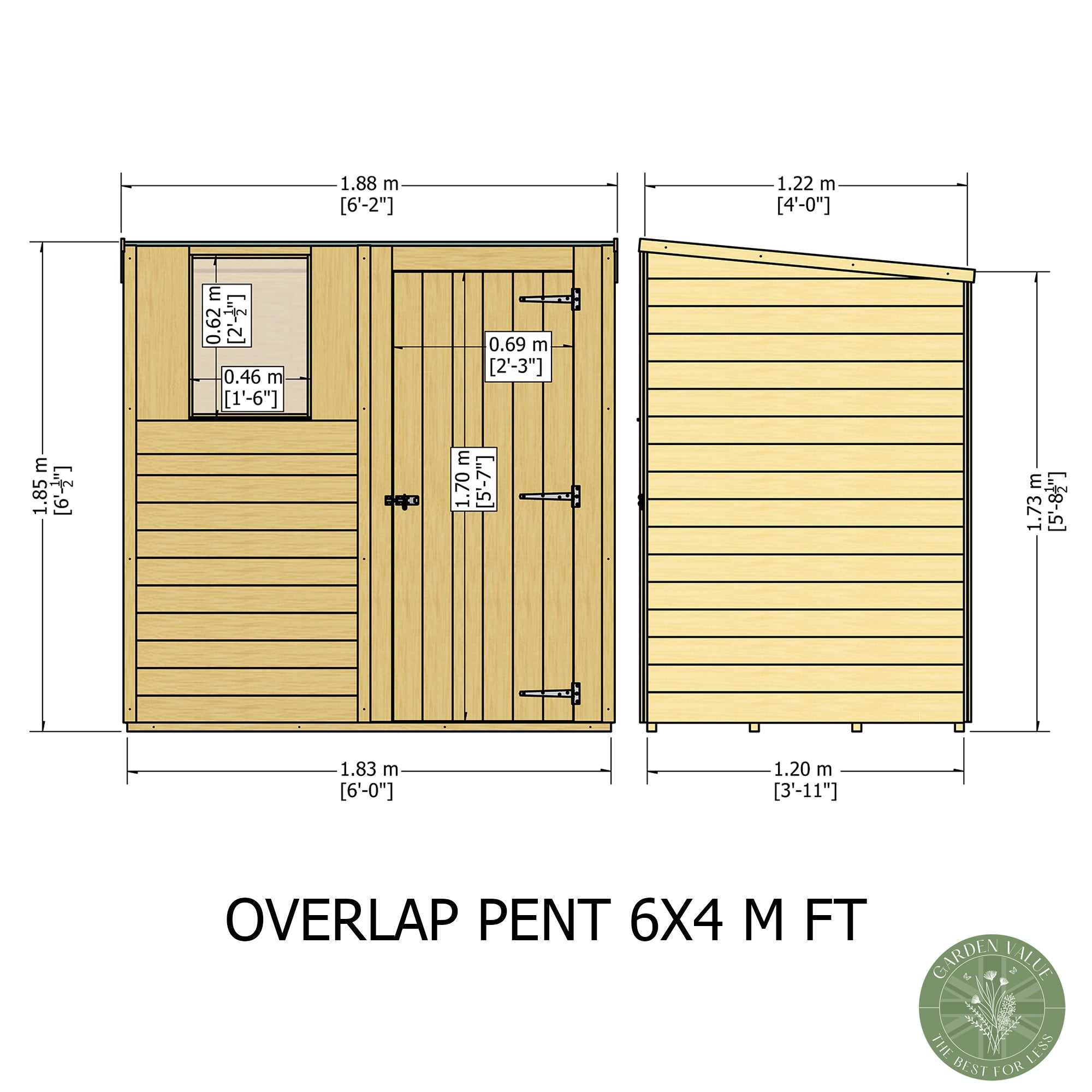 Shire Pent Dip Treated Overlap Value Garden Shed 6x4