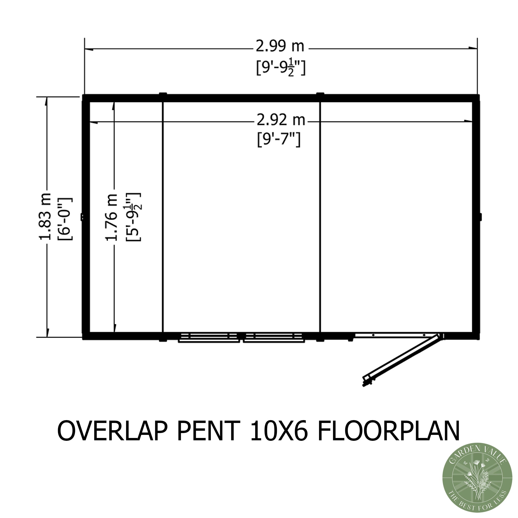 Shire Pent Dip Treated Overlap Value Garden Shed 10x6