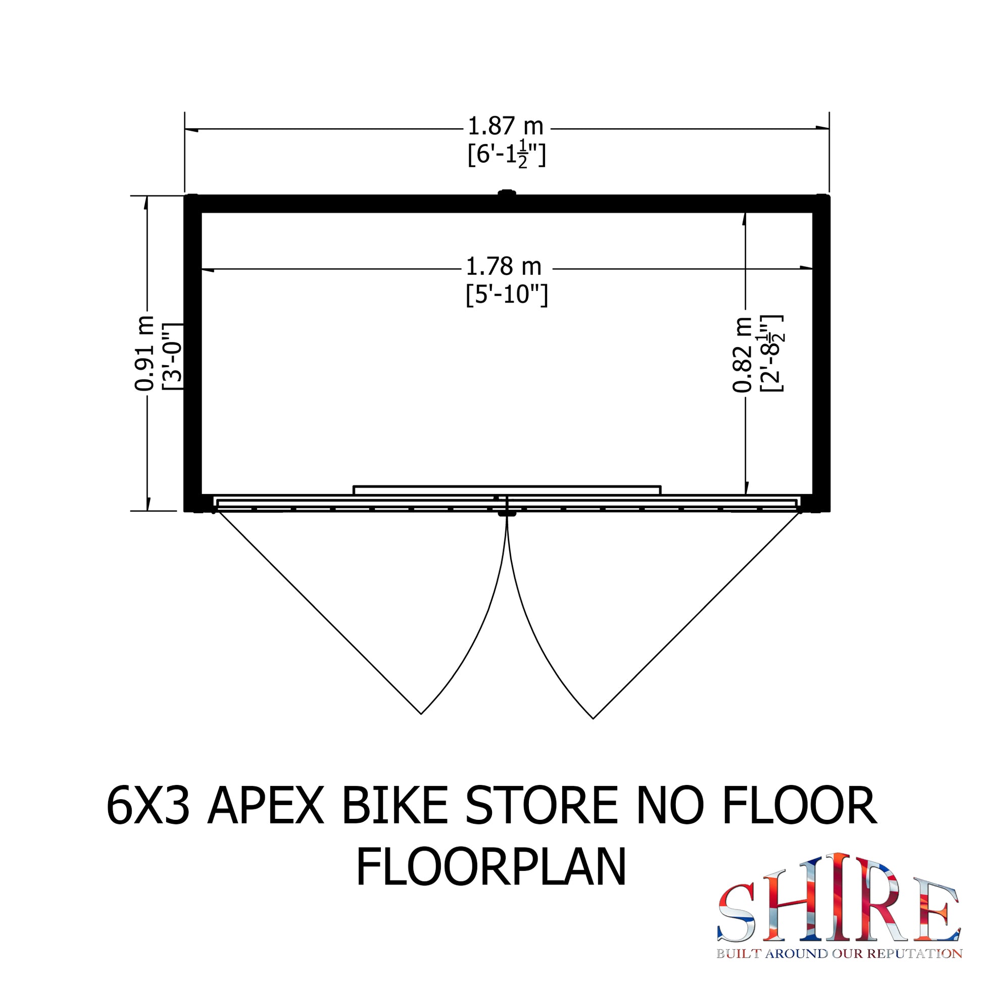 Shire Shiplap Bike Storage Apex Roof without floor 6'x3'