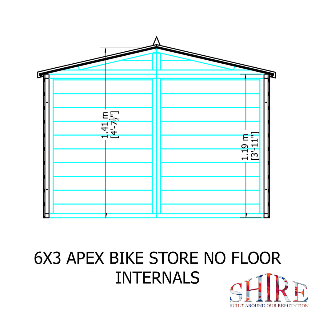 Shire Shiplap Bike Storage Apex Roof without floor 6'x3'