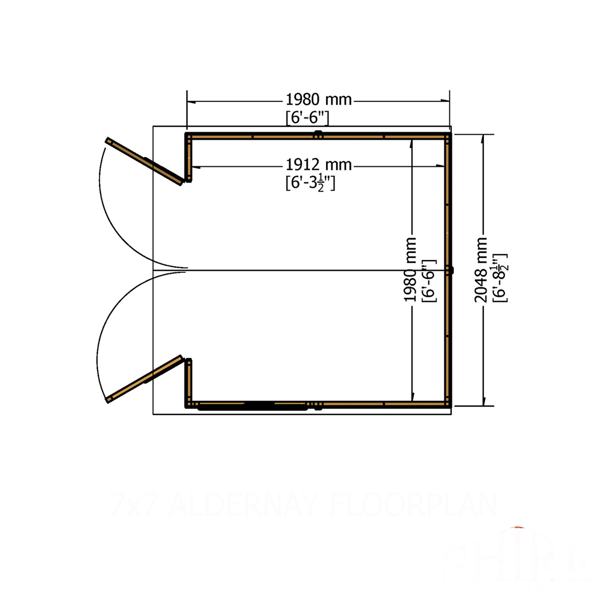 Shire Alderney Shiplap Tongue & Groove Apex Shed 7x7