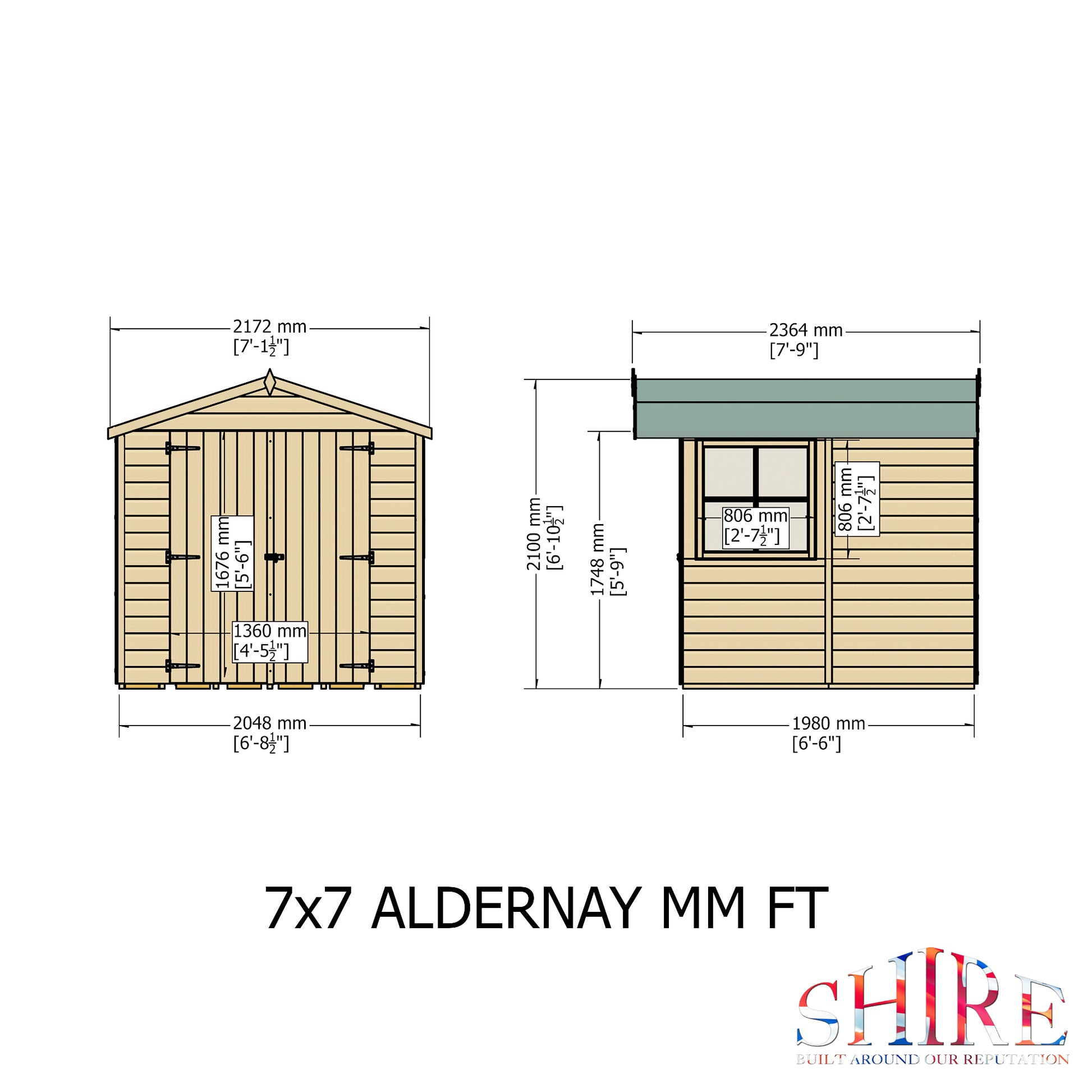 Shire Alderney Shiplap Tongue & Groove Apex Shed 7x7