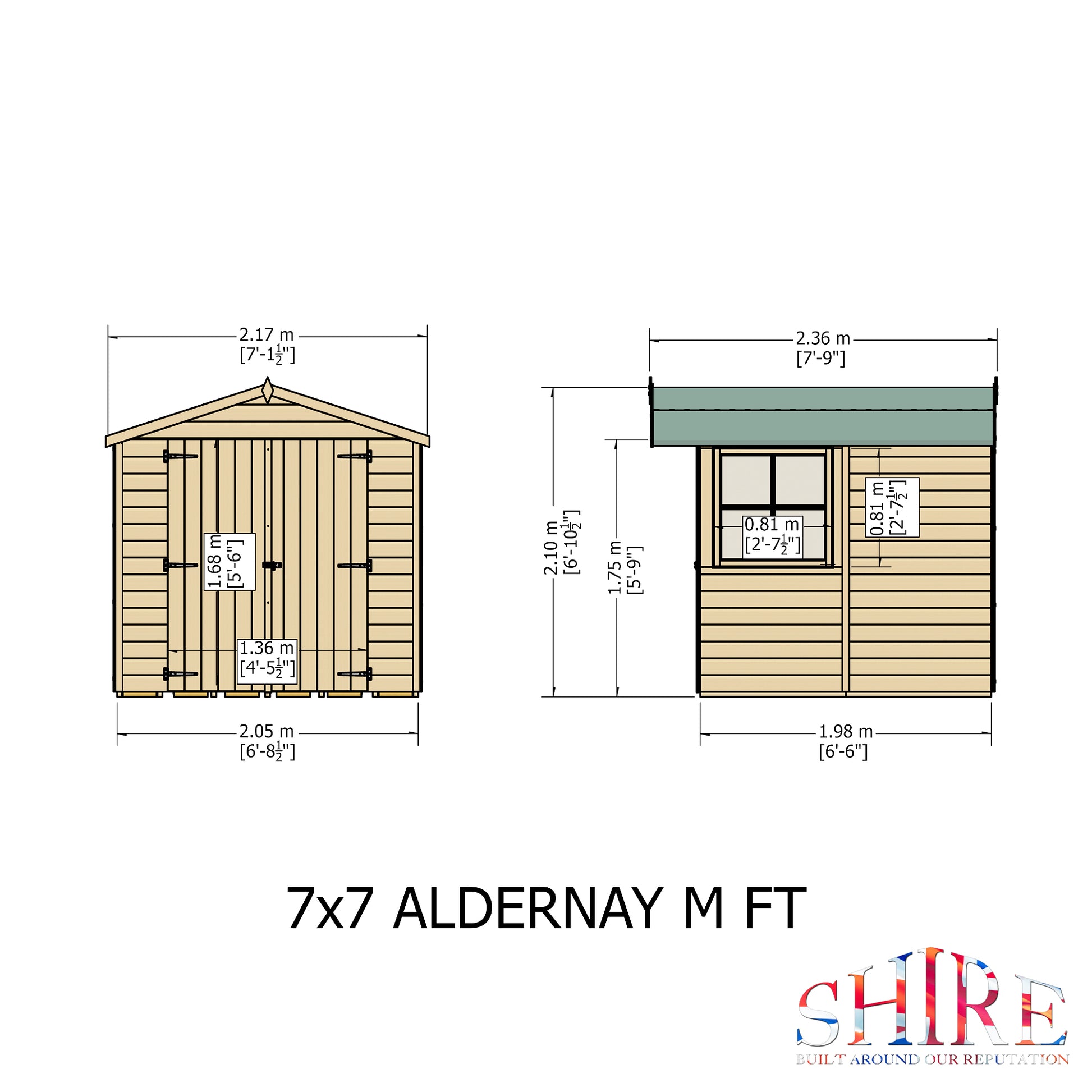 Shire Alderney Shiplap Tongue & Groove Apex Shed 7x7