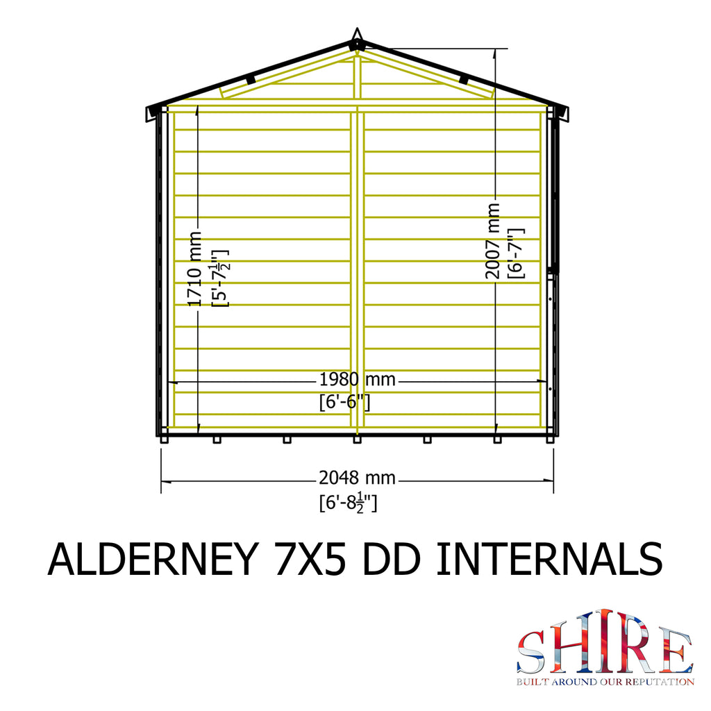 Shire Alderney Shiplap Tongue & Groove Apex Shed 7x5