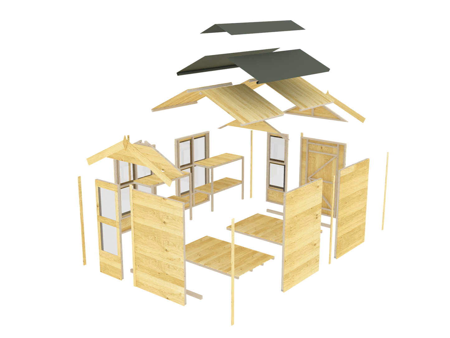 Elmstead Apex Potting Shed Exploded Sections